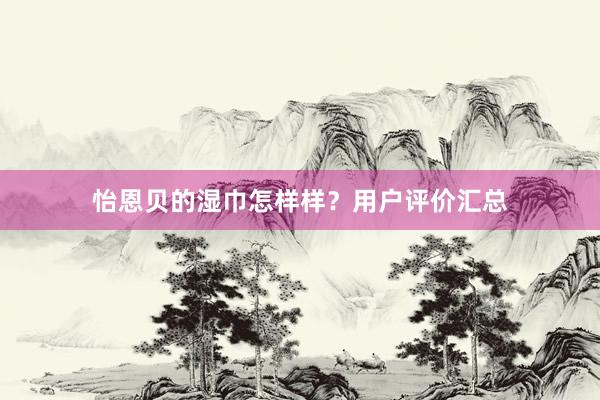 怡恩贝的湿巾怎样样？用户评价汇总